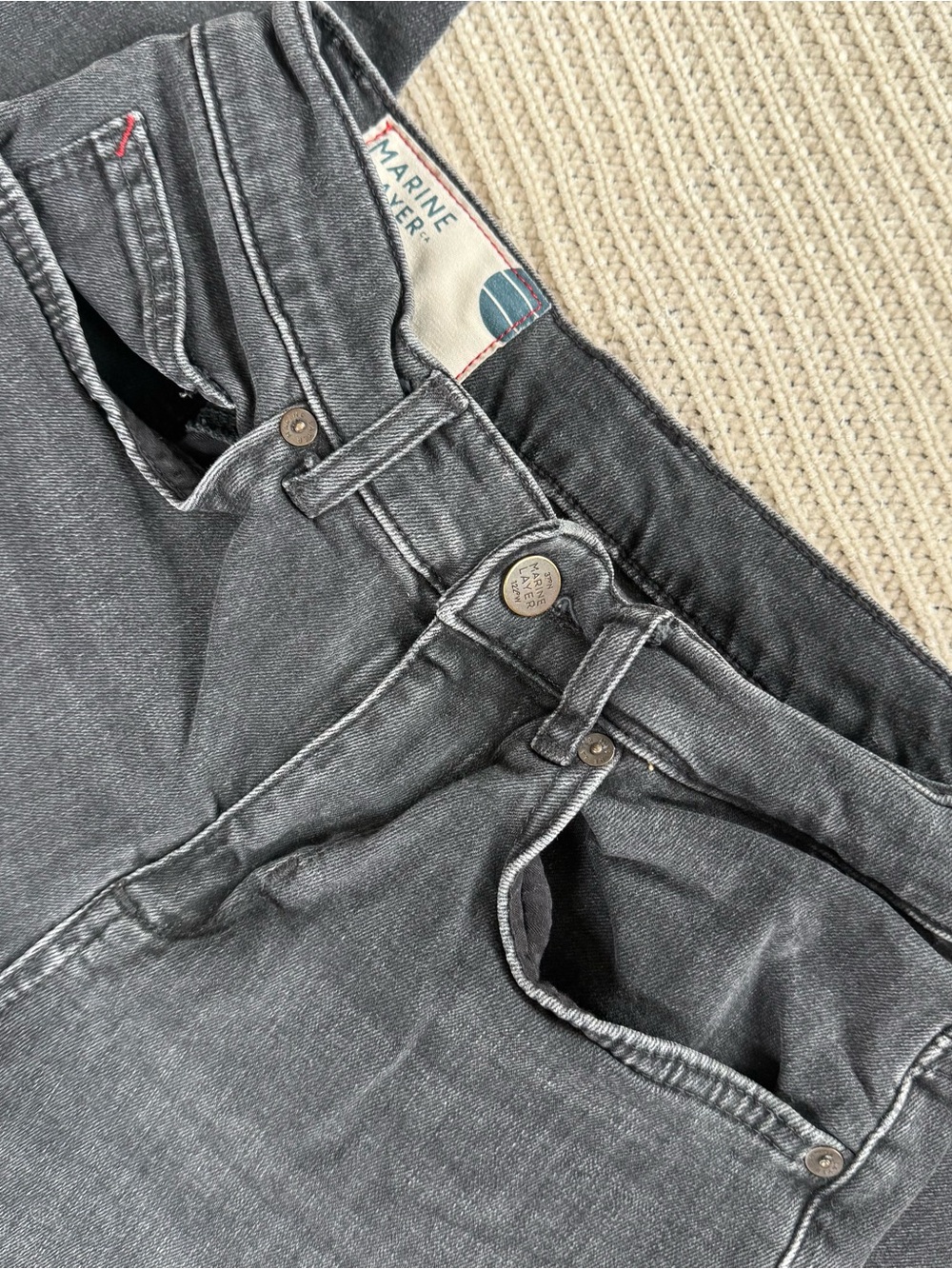 Marine Layer Original Slim Fit Jeans Washed Black Charcoal Grey Men's Size 30x30 - Picture 2 of 6